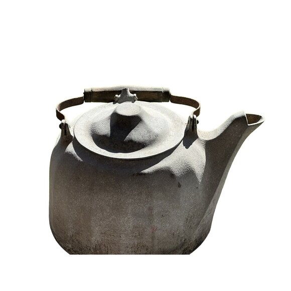 Tea Kettle Wagner Ware Colonial Sidney Wood Handle Spout Attach Lid Rustic 6 Qt - Picture 2 of 9